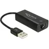 Image de Delock Adaptateur USB 2.0 > LAN 10/100 Mb/s (USB 2.0, RJ45 (1x)), Adaptateur réseau, Noir