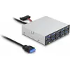 Image de Delock 8,89cm 3,5pouces USB 5 Gbps Panneau avant 10 x USB type A (USB-A, 10 ports), Station d’accueil + hub USB, Noir