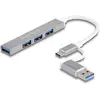 Image de Delock Slim (USB-A, USB-C, 4 ports), Station d'accueil + hub USB, Argent, Gris