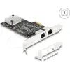 Image de Delock Carte PCI Express x2 vers 2 x RJ45 5 Gigabit LAN RTL812 (Mini PCI Express), Carte réseau, Noir