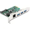 Image de Delock Carte PCI Express x1 vers 3 x USB 5 Gbps type A femelle + 1 x Gigabit LAN, Contrôleur SATA