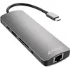 Image de Sharkoon Combo (USB-C, 1 portion), Station d'accueil + hub USB, Gris