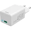 Image de Hama Mini-chargeur, GaN, USB-C Power Delivery (PD)/QC, 45 watts, blanc (45 W, 1 portion), Chargeur USB, Blanc