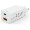 Image de Hama Chargeur rapide, 1x USB-C PD, 1x USB-A QC, mini-chargeur, 45 W, blanc (45 W), Chargeur USB, Blanc
