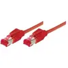 Image de Tecline Câble patch S/FTP, PiMF, Cat 6, rouge, 1,0 m sans halogène, avec câble Draka et connecteurs Hiroso (S/FTP, CAT6, 1 m), Câble réseau