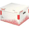 Image de Esselte, Archivage + classement, Boîte d'archives à couvercle rabattable SPEEDBOX, taille : L, blanc/rouge, en carton 100 % recyclé