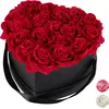 Image de Relaxdays, Plantes artificielles, Boîte à roses e coeur 18 roses (13 cm)