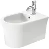 Image de Duravit, Cuvette toilettes + bidet, Bidet suspendu WHITE TULIP avec plinthe et plage de robinetterie 1 trou blanc