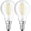 Image de Osram, Ampoule, Retrofit E14 lampe LED 4W P40 pack de 2 filaments clairs blanc chaud comme 40W (E14, 470 lm, 1x)