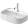 Image de Duravit, Lavabo, Vasque à poser Zencha sans robinetterie avec bloc de robinetterie 550x390mm blanc (390 mm, 550 mm)