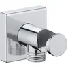 Image de Duravit, Système de douche, Coude de raccordement mural rosace carrée, avec support de douche chromé