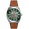 Image de Fossil, Montre, Everett Automatic, Vert, Marron, Argent, (Horloge analogique, 42 mm)