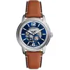 Image de Fossil, Montre, Heritage, Bleu, Marron, (Montre squelette, 43 mm)