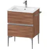 Image de Duravit, Meuble sous-lavabo, Sivida bâti-support pour lavabo, 2 tiroirs, poignée profilée chromée, 610x477x591mm, pou (61 x 47.70 x 59.10 cm)