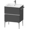 Image de Duravit, Meuble sous-lavabo, Sivida bâti-support pour lavabo, 2 tiroirs, poignée profilée chromée, 610x477x591mm, pou (61 x 47.70 x 59.10 cm)