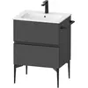 Image de Duravit, Meuble sous-lavabo, Sivida Meuble sous-lavabo, 2 tiroirs, poignée encastrée noir diamant mat, 610x477x591mm, p (61 x 47.70 x 59.10 cm)