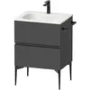 Image de Duravit, Meuble sous-lavabo, Sivida Meuble sous-lavabo, 2 tiroirs, poignée encastrée noir diamant mat, 610x477x592mm, p (61 x 47.70 x 59.20 cm)