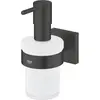 Image de Grohe, Distributeur de savon + porte-savon, Start Cube QuickFix distributeur de savon avec support, à coller ou à percer, noir mat