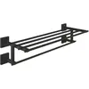 Image de Grohe, Porte-serviettes + crochets pour serviettes, Start Cube QuickFix porte-serviettes de bain multi-usages, noir mat