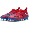 Image de Puma, Unisexe, Chaussures de football, Future 8 Match Playmakers Fg/Ag Jr (35), Noir, Bleu, Rouge