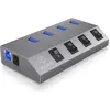 Image de Icy Box IB-HUB1405 (USB-B, 4 ports), Station d’accueil + hub USB, Gris