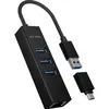 Image de Icy Box Hub USB SB 3.0 Hub & adaptateur LAN,IB-HUB1419-LAN (USB-C, 4 ports), Station d’accueil + hub USB, Noir