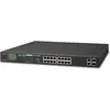 Image de Planet 16 ports 10/100TX 802.3at PoE + 2 ports Gigabit TP/SFP (16 ports), Switch réseau, Noir