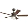 Image de Elstead Lighting Lyndon Patio ventilateur de plafond silencieux avec 3x E27 douille Ø132cm + télécommande, Ventilateur, Bronze