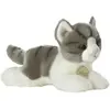 Image de Aurora 10813 - MiYoni chat Tabby, couché, gris/blanc, peluche, 20 cm (20 cm)