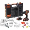 Image de Black & Decker, Perceuse + Visseuses sans fil, BDCHD18BOA, 2 piles & 160 pcs. Ensemble d'accessoires