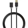 Image de Nedis Câble USB 2.0 USB-A mâle USB-A femelle 480 Mbps Plaqué or 2.00 m rond PVC Anthracite (2 m, USB 2.0), Câble USB