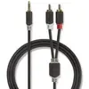 Image de Nedis Câble audio stéréo 3,5 mm mâle 2x RCA mâles Plaqué or 5.00 m rond Anthracite (5 m), Câble audio