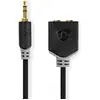 Image de Nedis Câble audio stéréo 3.5 mm mâle 2X 3.5 mm femelle Plaqué or 0.20 m rond Anthracite Emballage m (0.20 m), Câble audio