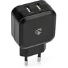 Image de Nedis Chargeur secteur Fonction de charge rapide 2X 2,4 A Nombre de sorties : 2 2X USB-A Pas de câble (24 W), Chargeur USB, Noir