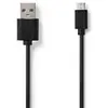 Image de Nedis Câble USB 2.0 USB-A mâle USB Micro-B mâle 480 Mbps Nickelé 3.00 m rond PVC Noir (3 m, USB 2.0), Câble USB