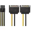 Image de Nedis Câble d'alimentation interne 2X SATA 15 pins mâle PCI Express femelle Doré 0.20 m rond PVC Gel (15 cm, SATA), Câble interne (PC)