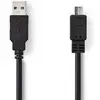 Image de Nedis Câble USB 2.0 USB-A mâle USB Micro-B mâle 480 Mbps Nickelé 3.00 m rond PVC Noir (3 m, USB 2.0), Câble USB