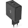 Image de Nedis Chargeur secteur Chargeur rapide PD3.0 45W 1x 2.4 A / 1x 3.0 A Nombre de sorties : 2 USB-A/U (57 W), Chargeur USB, Noir