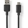 Image de Nedis Câble USB USB 3.2 Gen 1 USB-A mâle USB-C  mâle 5 Gbps Nickelé 2.00 m ru (2 m, USB 3.2 Gen 1, 60 W), Câble USB