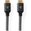 Image de Nedis Câble HDMI ultra haute vitesse - 48 Gbps - 1 m - rond - métal - anthracite (1 m), Câble vidéo