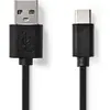 Image de Nedis Câble USB USB 2.0 USB-C  mâle USB-A mâle 480 Mbps Nickelé 3.00 m Rond (3 m, USB 2.0, 15 W), Câble USB