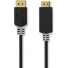 Image de Nedis Câble DisplayPort DisplayPort mâle HDMI  mâle 4K@30Hz Plaqué or 1.00 m Rond (1 m), Câble vidéo, Noir
