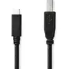 Image de Nedis Câble USB 2.0 USB-C  mâle USB-B mâle 480 Mbps Nickelé 2.0 m Rond PVC Noir Box (2 m, USB 2.0), Câble USB