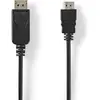 Image de Nedis Câble DisplayPort DisplayPort mâle HDMI  mâle Nickelé 2.00 m Rond PVC S (2 m), Câble vidéo