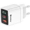 Image de Sandberg Chargeur 2en1 1xUSB-C 1xUSB 35W (35 W, 2 ports), Chargeur USB, Blanc