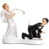 Image de Partydeco Figure de topper de gâteau couple de mariés pêcheurs blanc/noir (1 pcs)