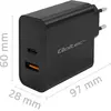 Image de Qoltec  adowarka Super Quick PD 90W 5-20V 2.4-4.35A 1xUSB type C 1xUSB A Czarna (90 W, 2 ports), Chargeur USB, Noir