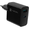 Image de Genesis Ladowarka sieciowa Natec Ribera Gan 1x USB-A + 1x USB-C 45W czarna (45 W, 2 ports), Chargeur USB, Noir