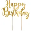 Image de Partydeco Cake Topper Happy Birthday Gold (1 pcs)