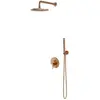 Image de Omnires, Pommeau de douche, y - doucheset met inbouwkraan, met inbouwdeel, diameter 25 cm, geborsteld koper